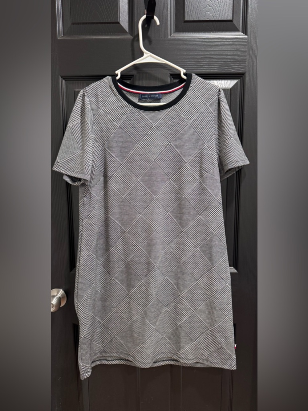 Tommy Hilfiger Black & White Geometric Short Sleeve Dress (Medium?)